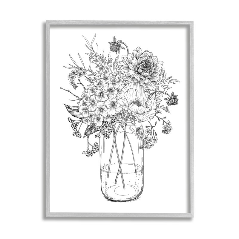 Bouquet de fleurs détaillé détaillé, H 30 po x l 24 po x P 1,5 po, Estampe numérique Farmhouse
