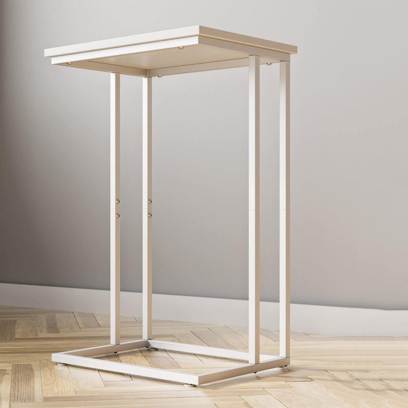 C Couch Table with Metal Frames, White