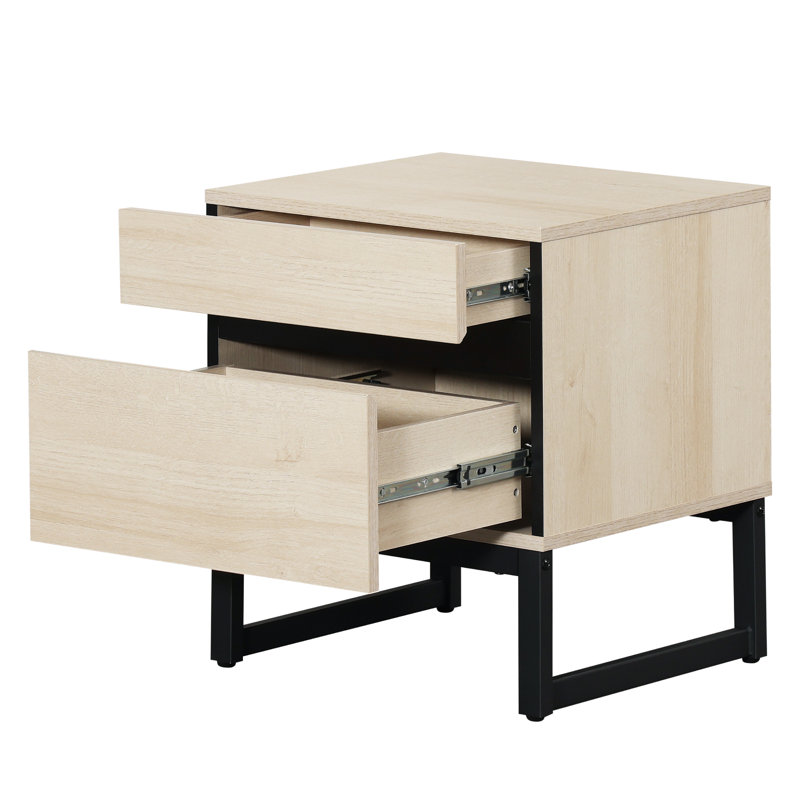 Table de chevet 2 tiroirs Aadam, Beige, Individuel