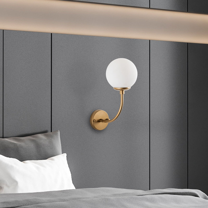Elegant Gold Wall Lamp, Metal Body & Glass Cap, 5.9 x 10.2 x 13.8 Inches | Base Plate Ø4 x 0.8 Inches | E14 Socket (Max 40W, Bulb Not Included) | Stylish Home Decor | IP20 Rated for Indoor Use
