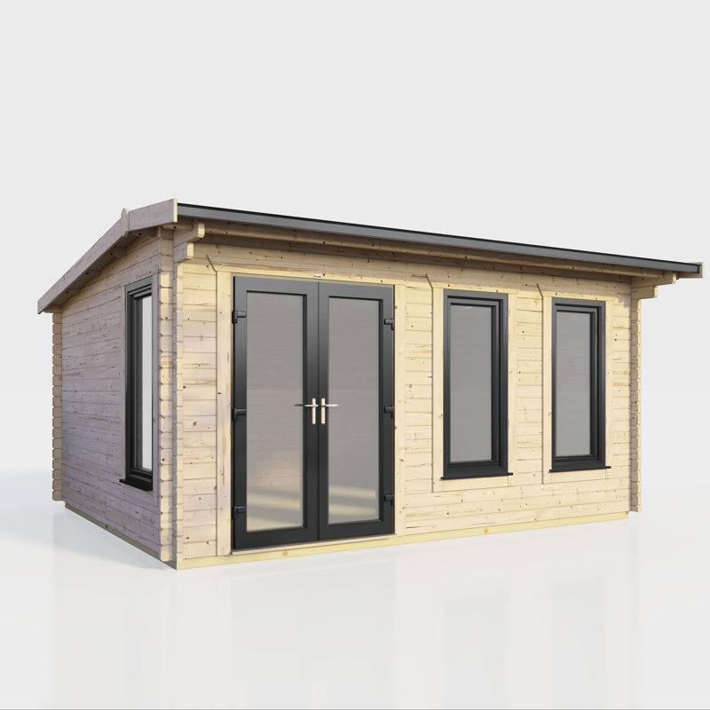 Powersheds 16 x 10ft Apex Log Cabin, Doors to the Left - 44mm
