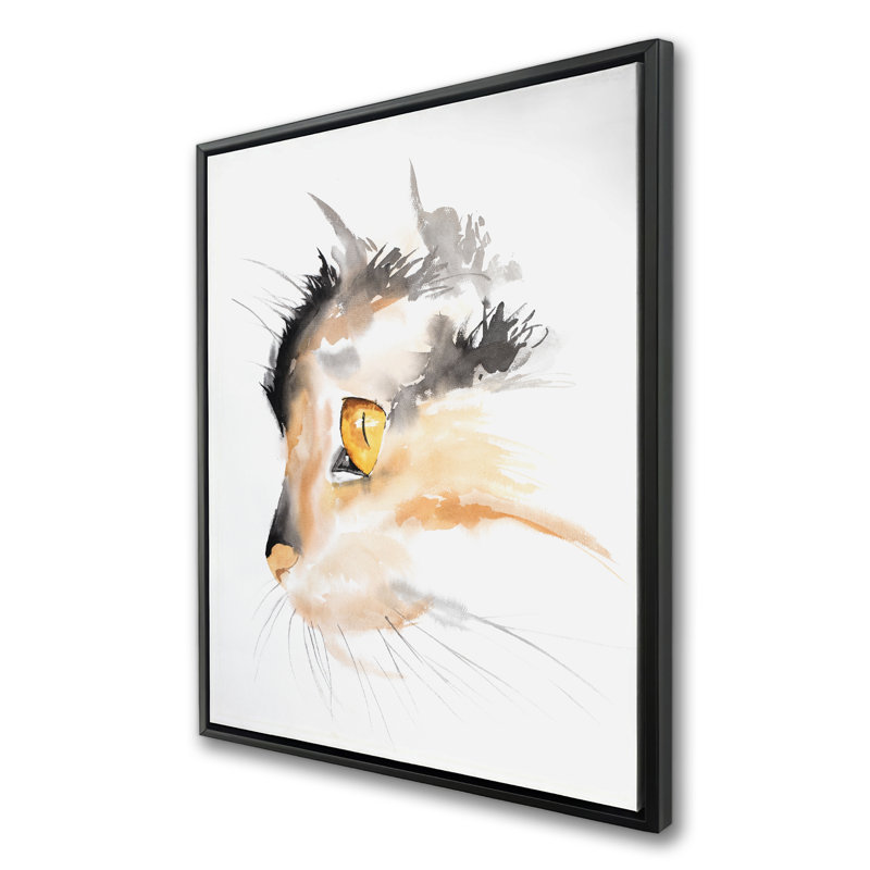 Watercolor Cat Face Profile - Framed Canvas for Home Decor