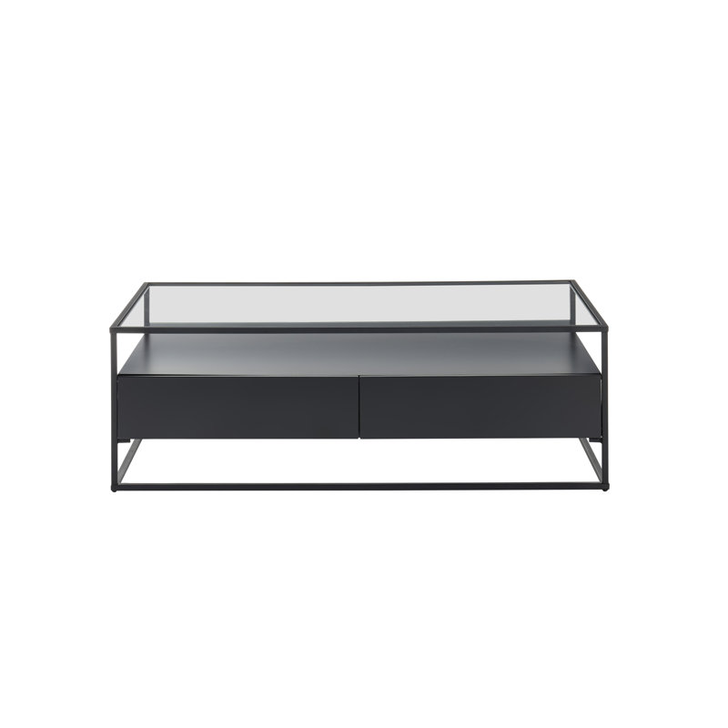 Frame Coffee Table with Storage, Black