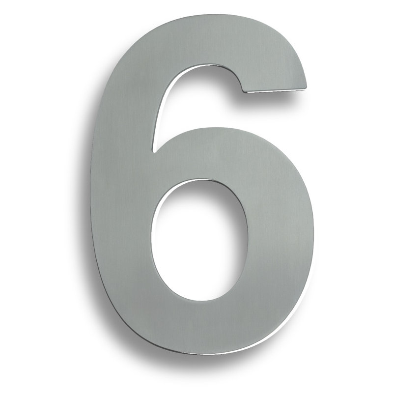 Colindale 18cm H Stainless Steel House Number, Satin Stainless Steel, 6