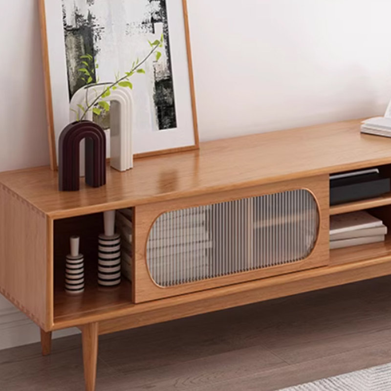 Meuble télé minimaliste en bois massif, H 19,68 po x l 62,99 po x P 16,53 po