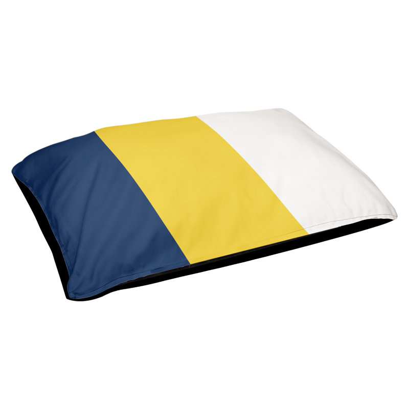 Coussin rectangulaire designer Tampa Bay, Grand (L 40 po x l 50 po), Bleu marine / Jaune / Blanc