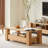 Modern Burlywood Solid Wood Rectangular Coffee Table