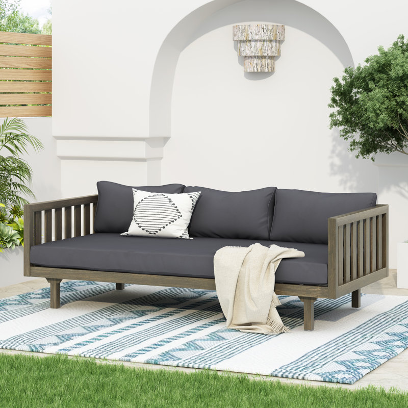 Claremont 3 Seater Daybed (Grey Wood+Grey Cushion), Gray, Gray