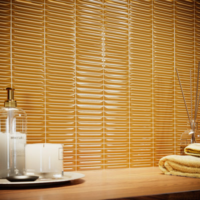 Stria 7.87 In. X 7.87 In. Glossy Ceramic Stacked Wall Tile