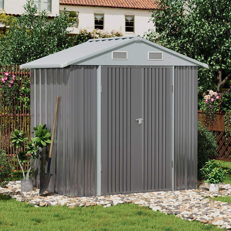 Brecklin 4 ft. W x 6 ft. D Metal Reverse Apex Storage Shed