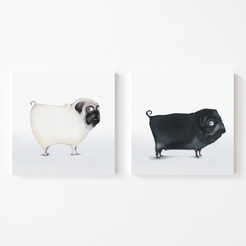 Pug - 2 Piece Wrapped Canvas Painting