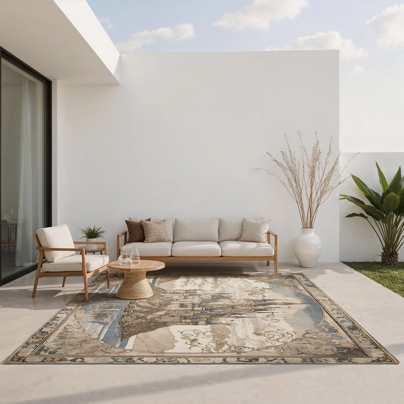 Moonlit Fortress Indoor And Outdoor Area Rug, Rectangle 5' x 7'