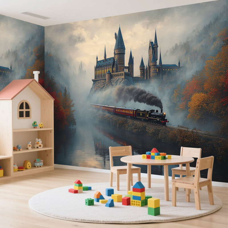 Papier peint adhésif auto-adhésif L 144 po x l 100 po pour chambre à coucher Mystical Castle, L 144 po x l 100 po