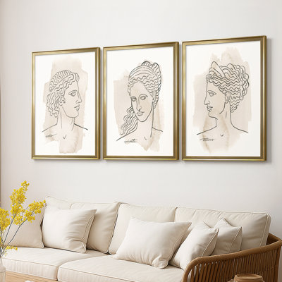 Bustes grecs IV - Toile tendue avec châssis sur mesure - 3 pièces