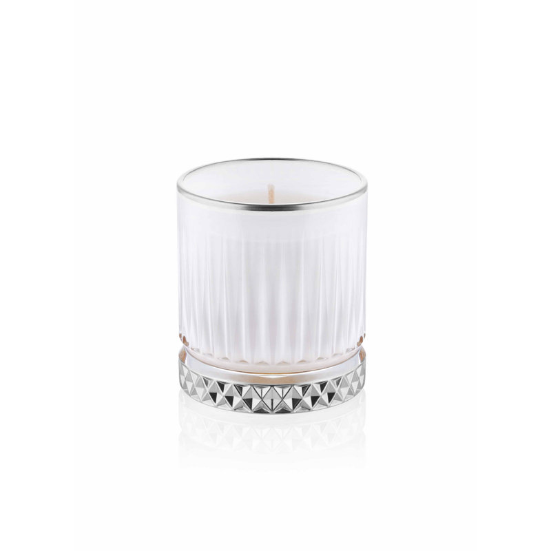 Bougie cylindrique sans parfum, Blanc / argenté