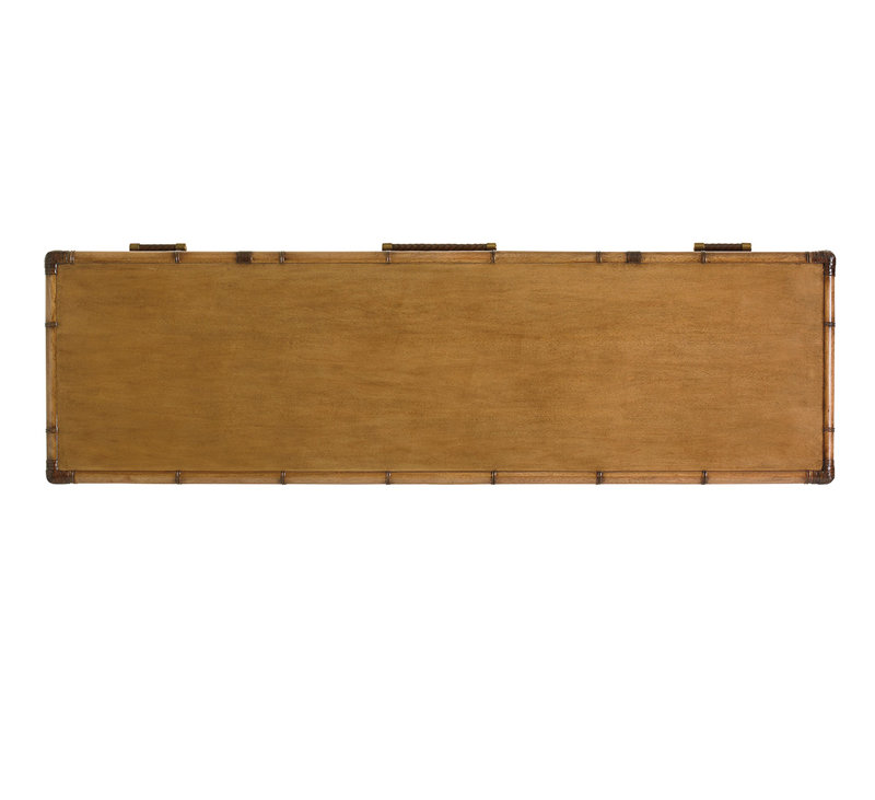 Twin Palms 68" Brown Coastal Woven Raffia 12-Drawer Dresser