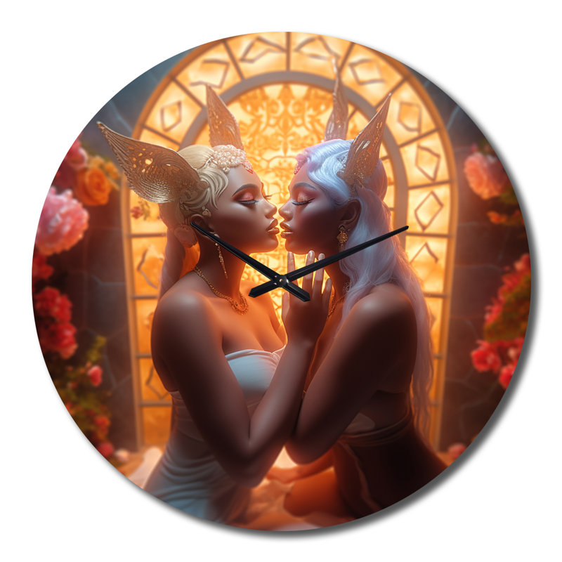 Horloge murale Divine Kissing Goddess Love, Grand