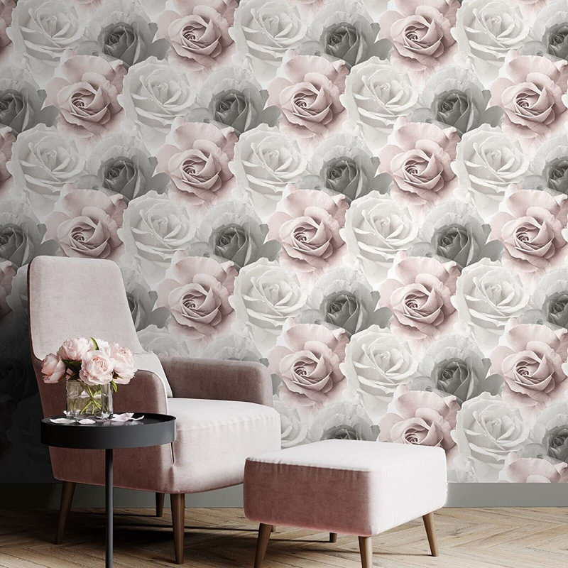 Floral Rose Bloom Flower 10m x 53cm Textured Matte Finish Paste the Wall Wallpaper Roll