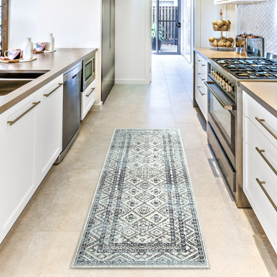 Jahnvi Moroccan Machine Washable Gray Area Rug