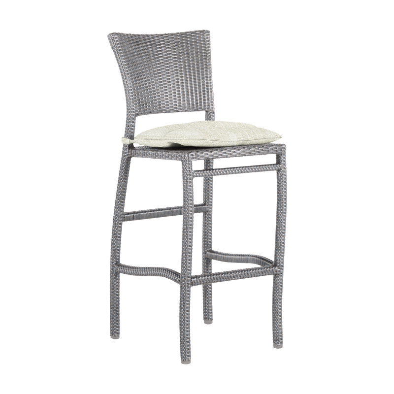 Skye Woven 30" Bar Stool - Oyster, Oyster, Welt, Indigo Velvet