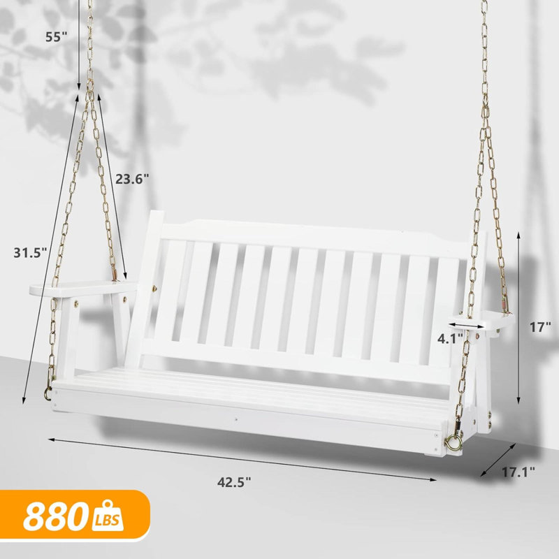 3 Person Porch Swing, White