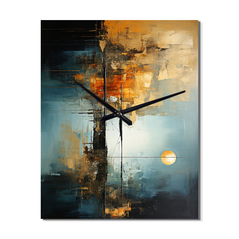 Horloge murale Teal Orange Bold Energy I - Abstract Collages, Grand