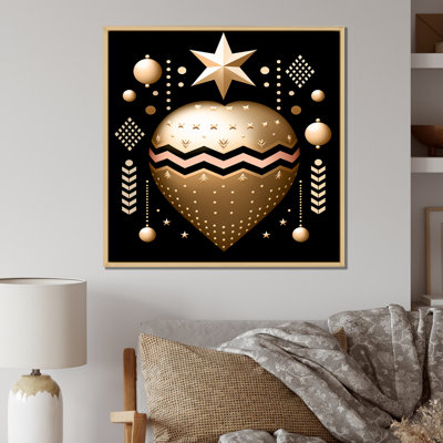 «Golden Geometric Glam Heart» sur impression sur toile