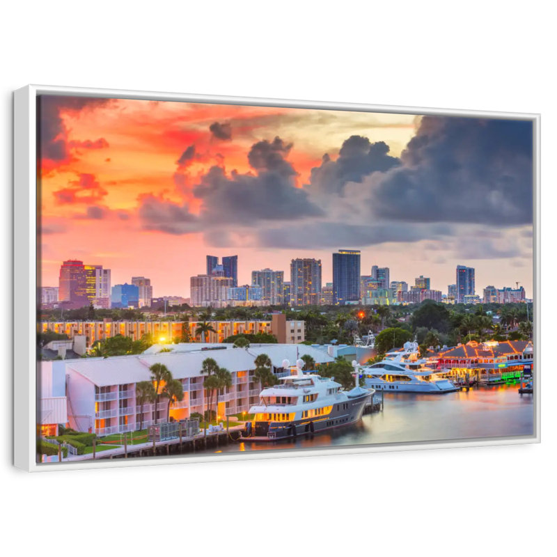 Fort Lauderdale en Floride, Cadre flottant blanc, 31 po x 21 po