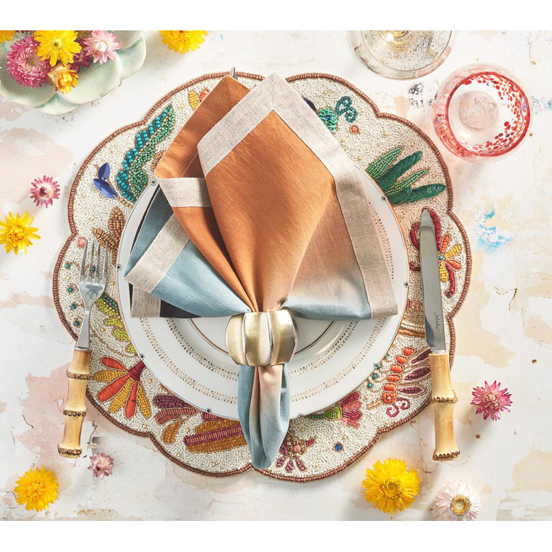 Dip Dye Linen Napkin, Midnight/Copper