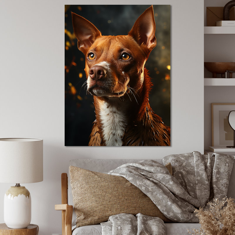 Chien Basenji Bliss III sur toile, H 44 po x l 34 po x P 1,5 po, Toile tendue