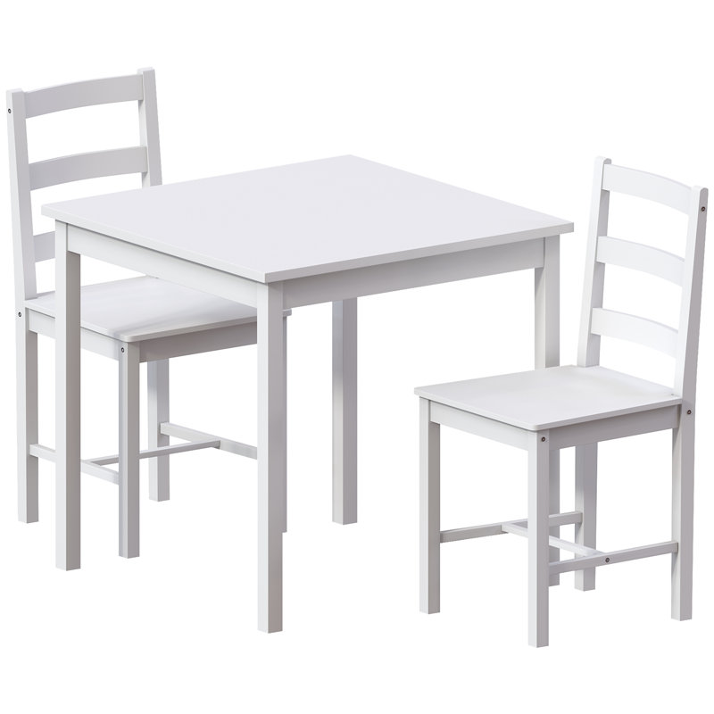 Maymie 2 - Person Pine Solid Wood Dining Set, White