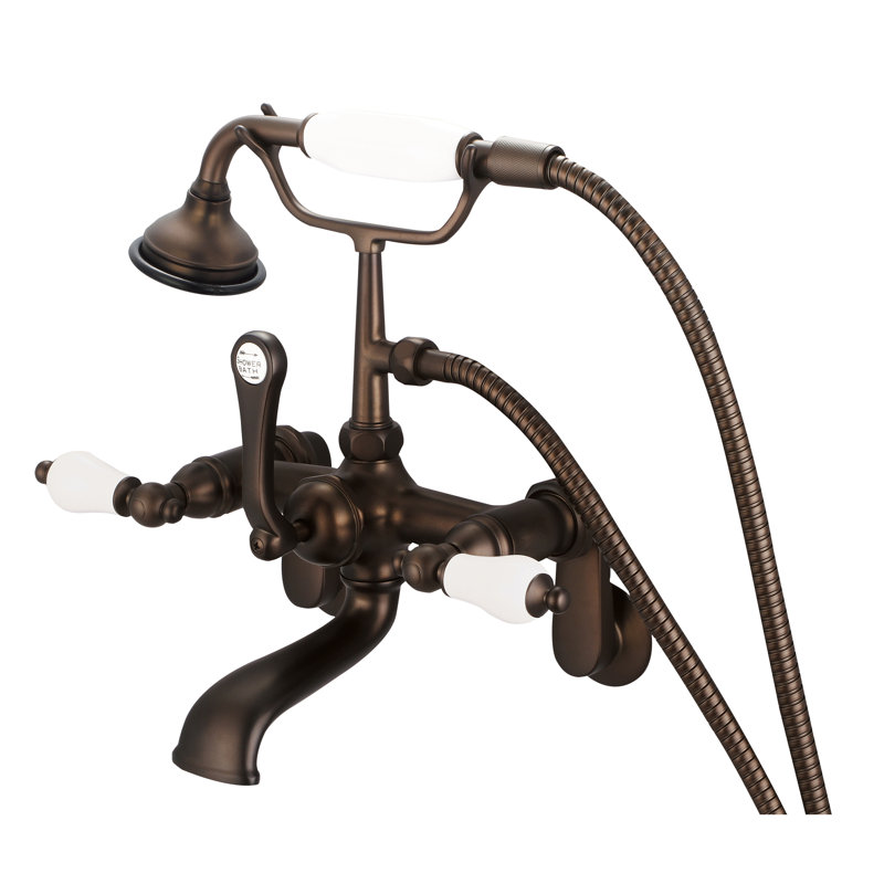 Stonington 3 Handle Clawfoot Tub Faucet, Porcelain Lever Handles, Oil Rubbed Bronze