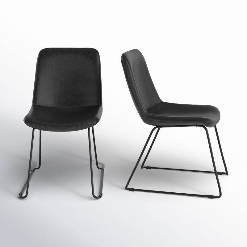 Chaise d'appoint rembourrée Evadine, Noir, Noir