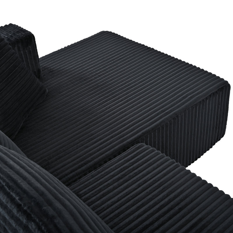 Canapé modulaire de 132,1 pouces, canapé en velours côtelé en forme de U avec méridienne double, canapé nuage surdimensionné pour salon, appartement, noir