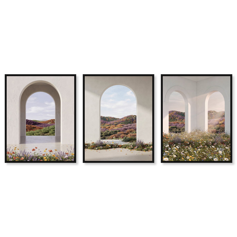 Paradise Arches Set Architecture Canvas Print by Oliver Gal, Black Frame, 16 x 20, 17"H x 21"W, Black Floater Frame