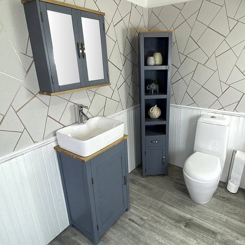 Martine 520mm Single Bathroom Vanity with Vessel Ceramic Basin, Grey