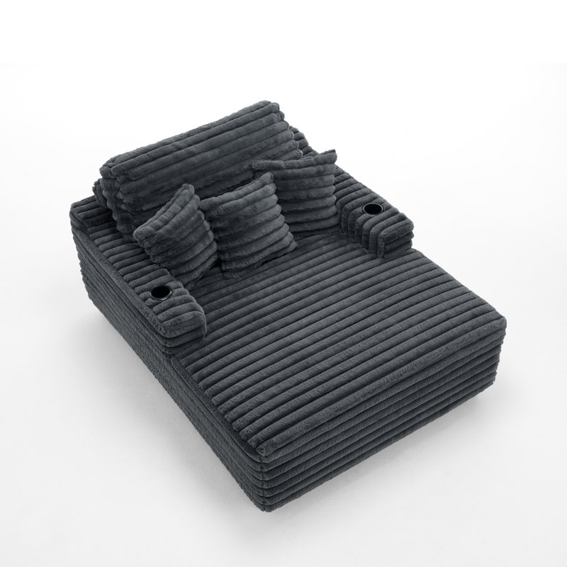 Upholstered Chaise Lounge, Dark Grey