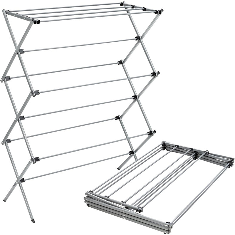 Oversized Collapsible Metal Clothes Drying Rack – Space-saving Laundry Airer, Grey