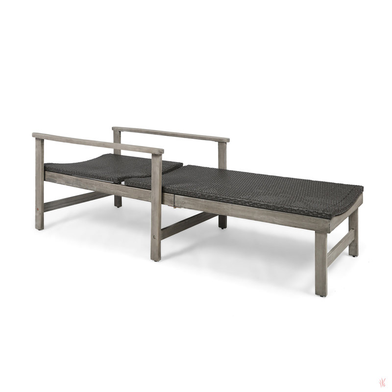 Chaise longue en bois et osier Hampton