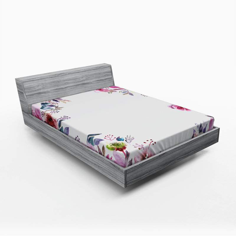 Microfiber Floral Fitted Sheet, Full/Double Fitted Sheet