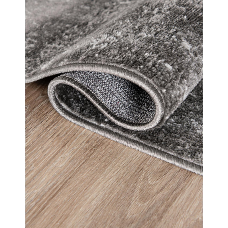 Tapis à motifs floraux Brandt, Rond de 13 pi 1 po, Non, Dark Grey