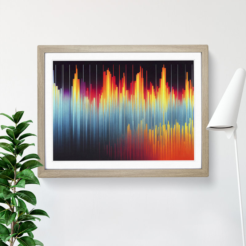 Electronic Audio Sound Bar Vol.6 Abstract - Single Picture Frame Print, Oak , 34cm H x 46cm W x 2cm D