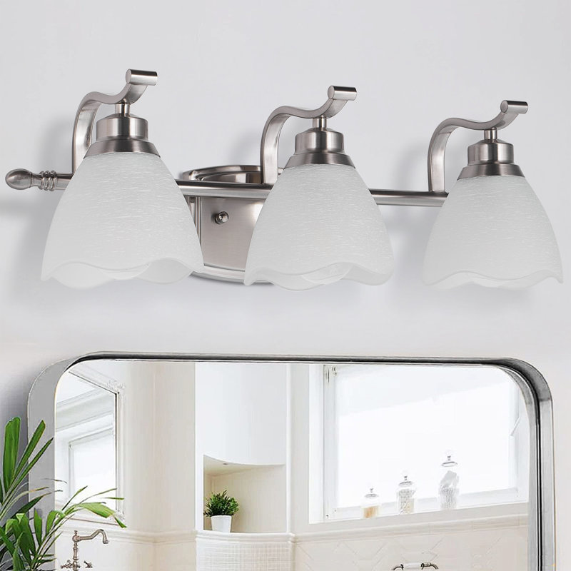 Applique murale de salle de bain à 3 lumières à intensité variable, Argent