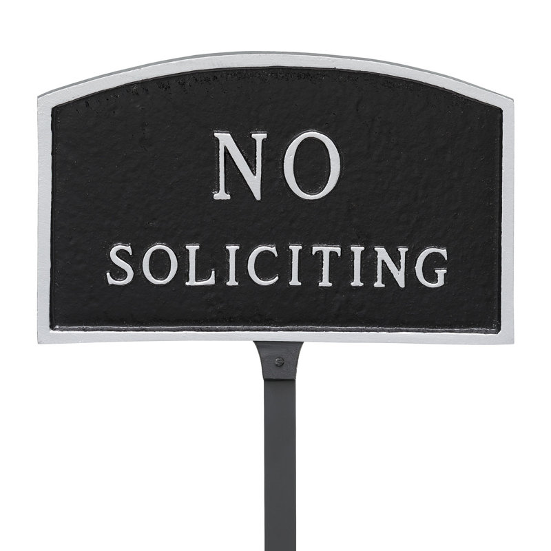 No Soliciting Statement Garden Sign, Black/Silver