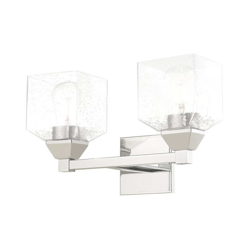 Éclairage pour salle de bain à intensité variable 2 lumières Billington, Chrome poli, Martelée transparente