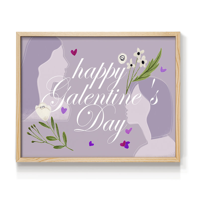 «Happy Galentine's Day» - Reproduction encadrée - Restickable, H 8 po x l 10 po, Naturel