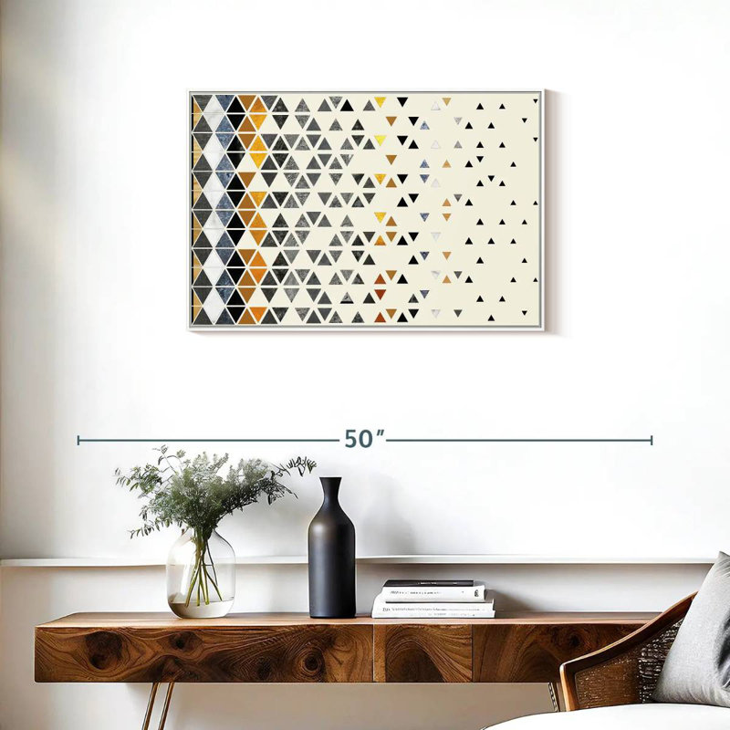 Triangle de folie, Cadre flottant blanc, 31 po x 21 po