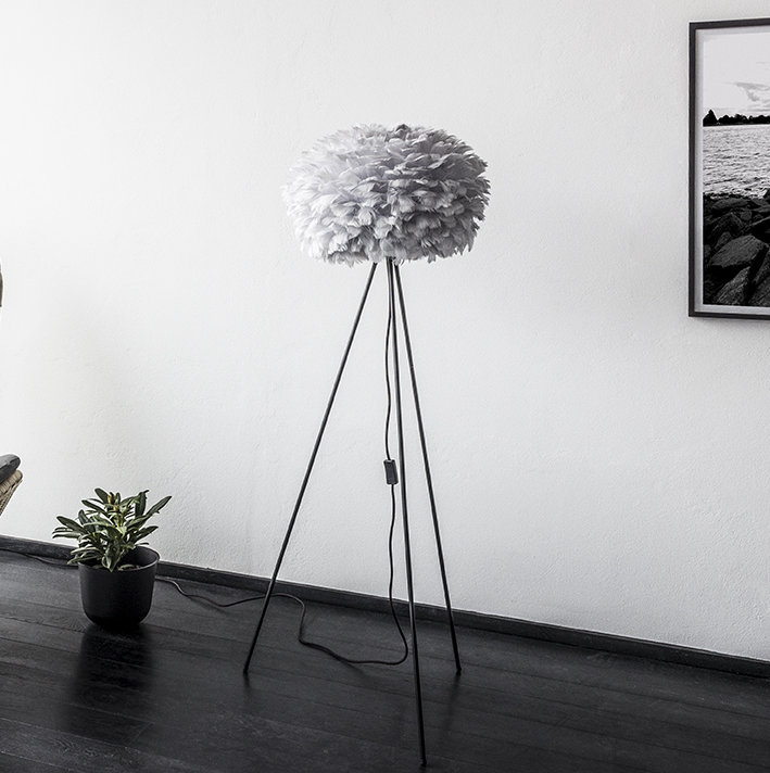 Lampe trépied 59 "Eos, Blanc, Gris, 56" H