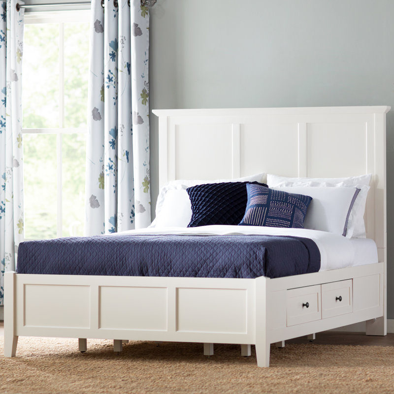 Lit standard avec rangement Liesl, Reine, Blanc