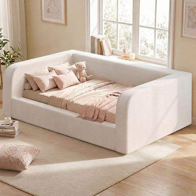 Twin Size Upholstery Daybed, 4.7" Fully Cushioned Cloud Bed with Soft Rounded Corners, Comfy Sofa Bed for Bedroom, Living Room, Guest Room,No Box Spring Needed,15-Min Easy Assembly